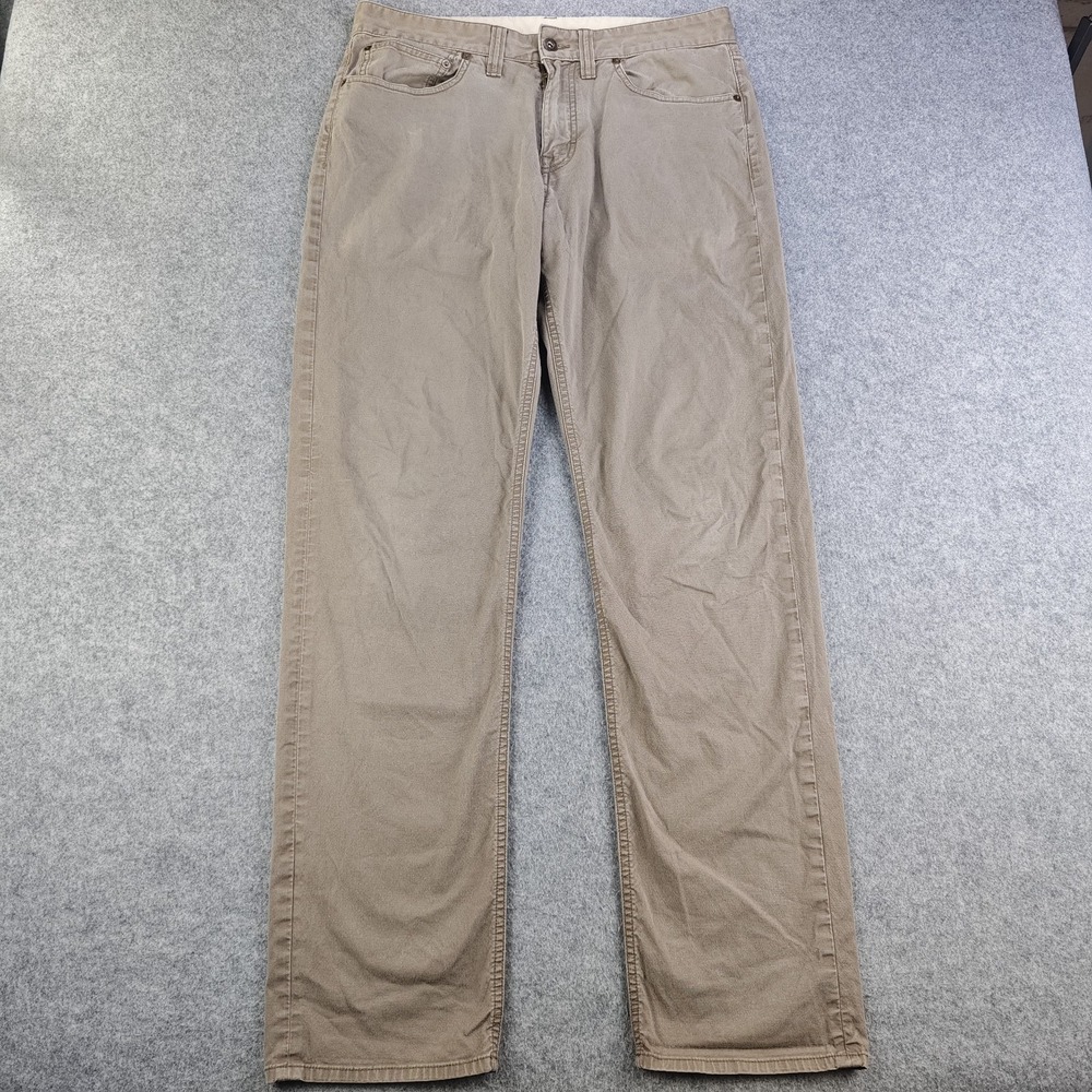 Prana Pants Mens 33x33 Beige Khaki Organic Cotton Stretch Straight Leg 5 Pocket